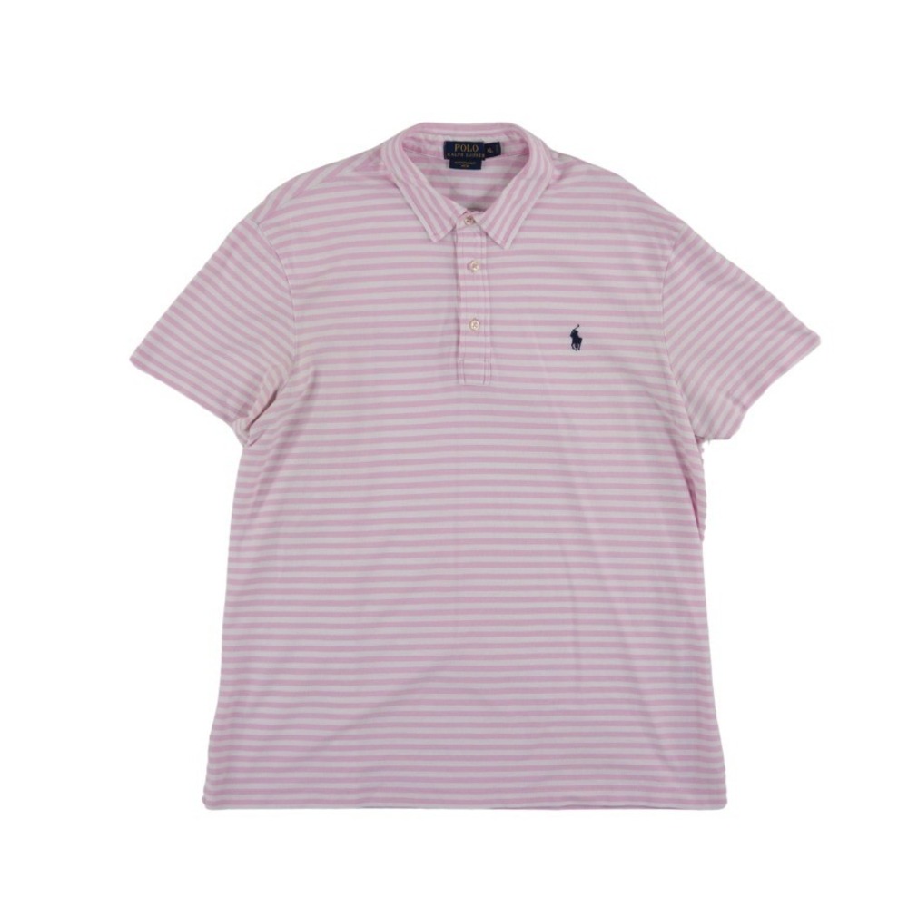 Polo Ralph Lauren Polo Shirt Men's Size XL Pink White Striped Featherweight Mesh